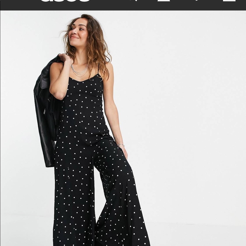 Free People Wide Leg Polka Dot Jumpsuit